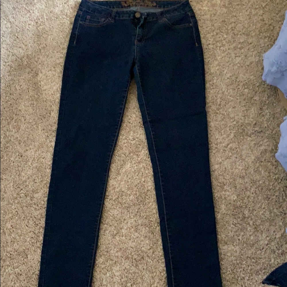 Straight leg dark wash jeans
